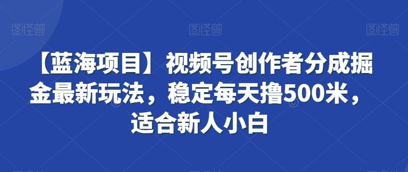 【蓝海项目】视频号创作者分成掘金最新玩法，稳定每天撸500米，适合新人小白【揭秘】-巴七创客网