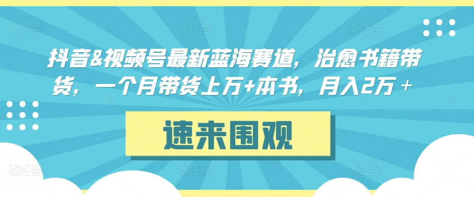 抖音&视频号最新蓝海赛道，治愈书籍带货，一个月带货上万+本书，月入2万＋-巴七创客网