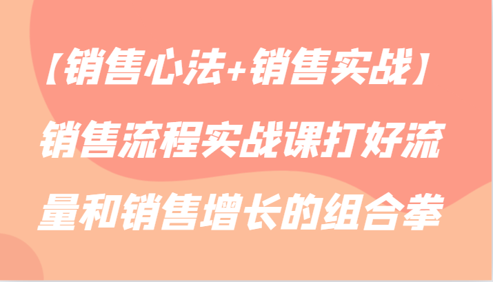 【销售心法+销售实战】销售流程实战课打好流量和销售增长的组合拳-巴七创客网