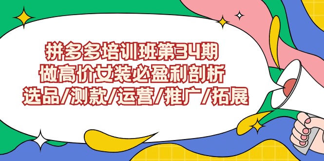 拼多多培训班第34期：做高价女装必盈利剖析 选品/测款/运营/推广/拓展-巴七创客网