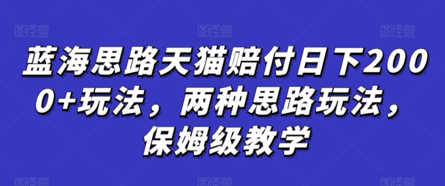 蓝海思路天猫赔付日下2000+玩法，两种思路玩法，保姆级教学【仅揭秘】-巴七创客网