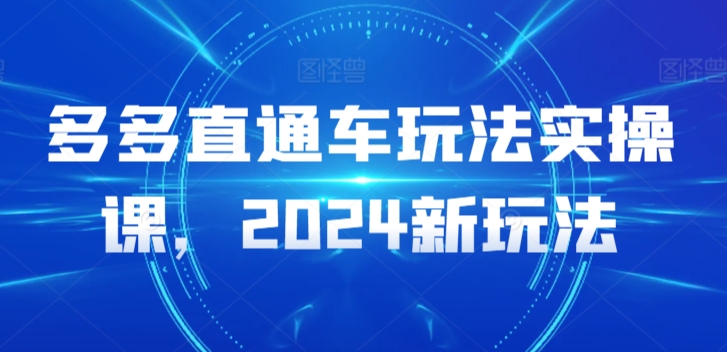 多多直通车玩法实操课，2024新玩法-巴七创客网