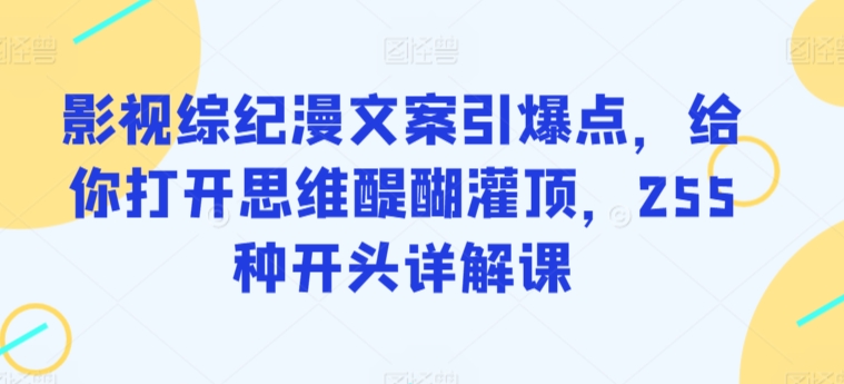 影视综纪漫文案引爆点，给你打开思维醍醐灌顶，255种开头详解课-巴七创客网