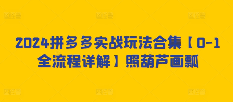 2024拼多多实战玩法合集【0-1全流程详解】照葫芦画瓢-巴七创客网