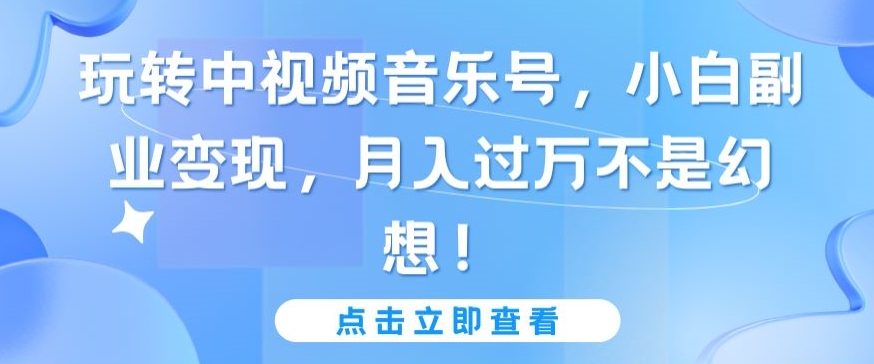 玩转中视频音乐号，小白副业变现，月入过万不是幻想-巴七创客网