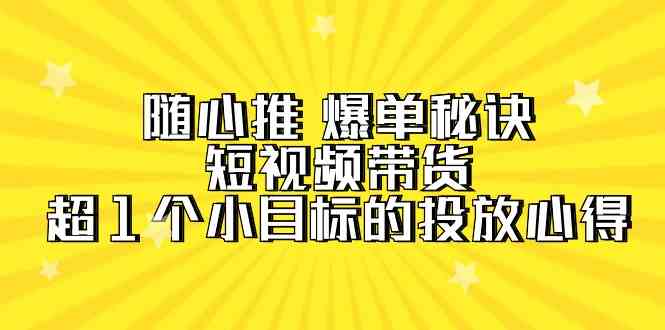 随心推爆单秘诀，短视频带货-超1个小目标的投放心得（7节视频课）-巴七创客网