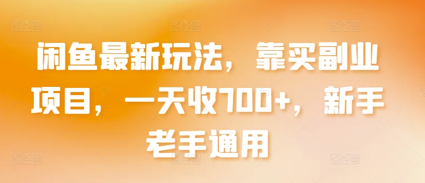 闲鱼最新玩法，靠买副业项目，一天收700+，新手老手通用-巴七创客网