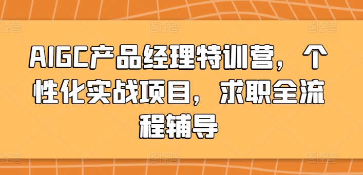 AIGC产品经理特训营，个性化实战项目，求职全流程辅导-巴七创客网