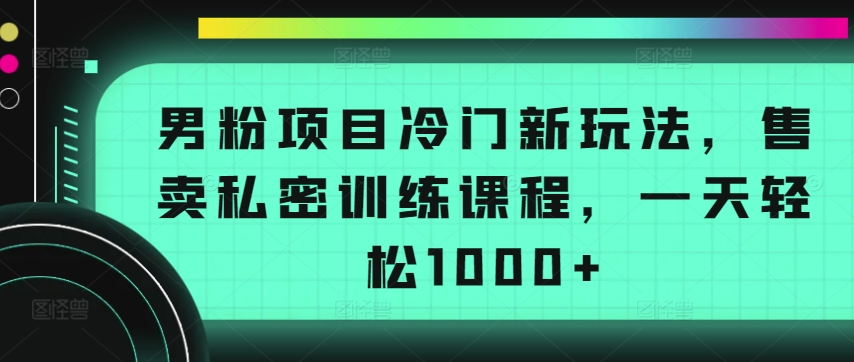 男粉项目冷门新玩法，售卖私密训练课程，一天轻松1000+-巴七创客网