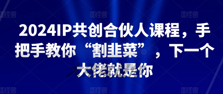 2024IP共创合伙人课程，手把手教你“割韭菜”，下一个大佬就是你-巴七创客网