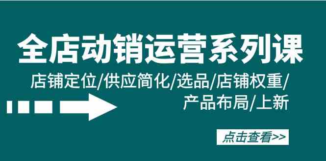 全店动销运营系列课：店铺定位/供应简化/选品/店铺权重/产品布局/上新-巴七创客网