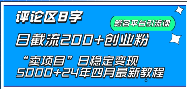 抖音评论区8字日截流200+创业粉 “卖项目”日稳定变现5000+-巴七创客网