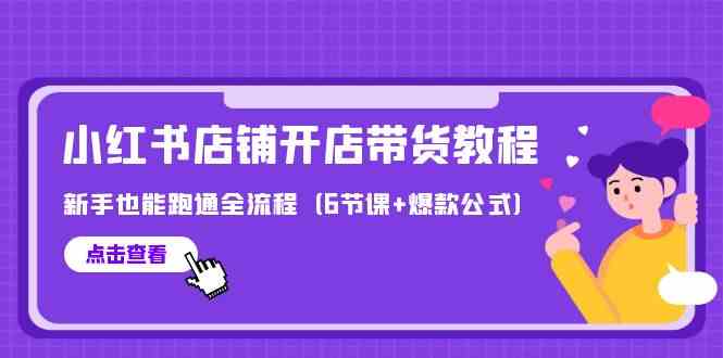 最新小红书店铺开店带货教程，新手也能跑通全流程（6节课+爆款公式）-巴七创客网