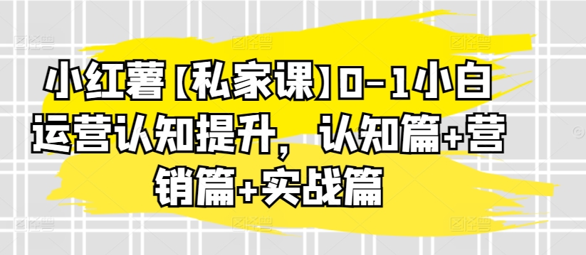 小红薯【私家课】0-1小白运营认知提升，认知篇+营销篇+实战篇-巴七创客网
