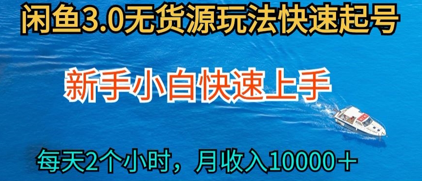 2024最新闲鱼无货源玩法，从0开始小白快手上手，每天2小时月收入过万-巴七创客网