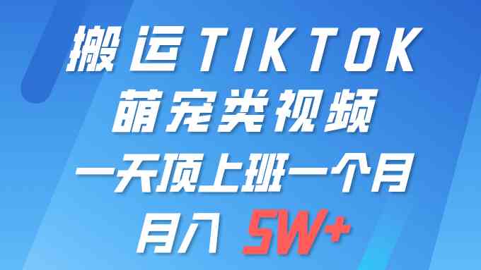 （9931期）一键搬运TIKTOK萌宠类视频 一部手机即可操作 所有平台均可发布 轻松月入5W+-巴七创客网