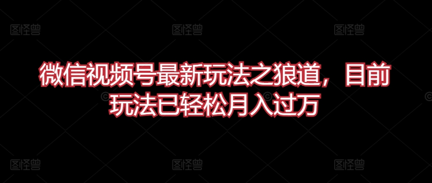微信视频号最新玩法之狼道，目前玩法已轻松月入过万-巴七创客网