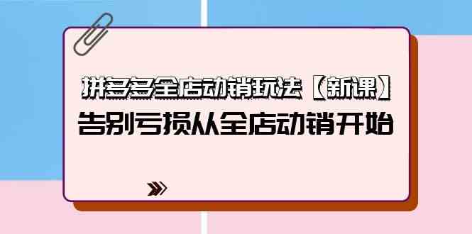 （9974期）拼多多全店动销玩法【新课】，告别亏损从全店动销开始（4节视频课）-巴七创客网