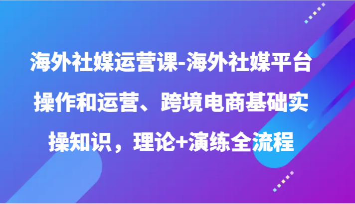 海外社媒运营课-海外社媒平台操作和运营、跨境电商基础实操知识，理论+演练全流程-巴七创客网