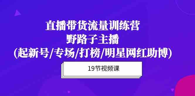 （10016期）直播带货流量特训营，野路子主播(起新号/专场/打榜/明星网红助博)19节课-巴七创客网