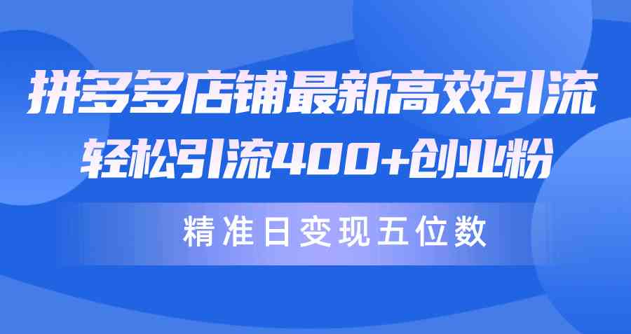 （10041期）拼多多店铺最新高效引流术，轻松引流400+创业粉，精准日变现五位数！-巴七创客网