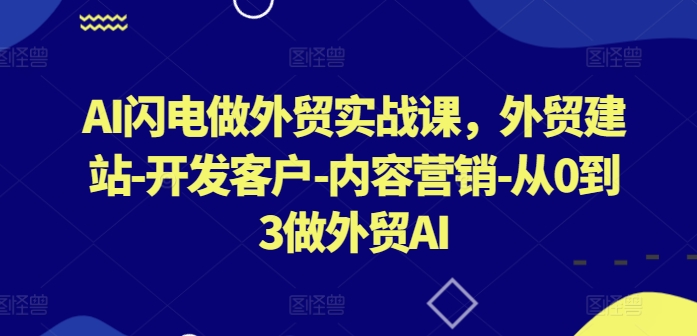 AI闪电做外贸实战课，​外贸建站-开发客户-内容营销-从0到3做外贸AI-巴七创客网