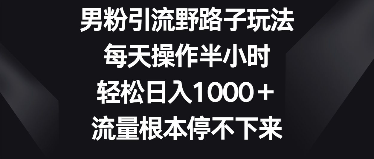 男粉引流野路子玩法，每天操作半小时轻松日入1000＋，流量根本停不下来-巴七创客网
