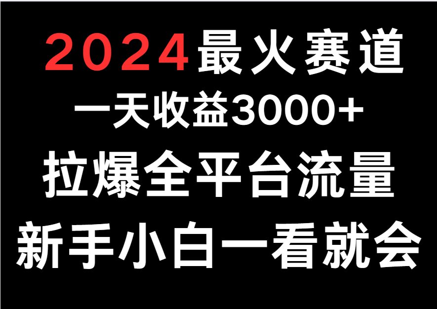 2024最火赛道，一天收一3000+.拉爆全平台流量，新手小白一看就会-巴七创客网