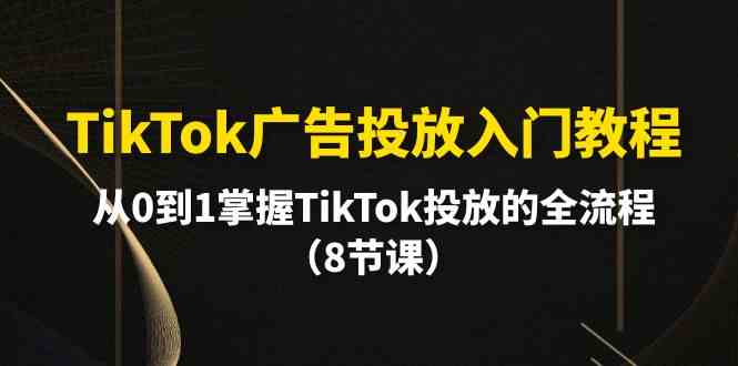 TikTok广告投放入门教程，从0到1掌握TikTok投放的全流程（8节课）-巴七创客网