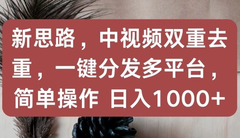 新思路，中视频双重去重，一键分发多平台，简单操作，日入1000+-巴七创客网