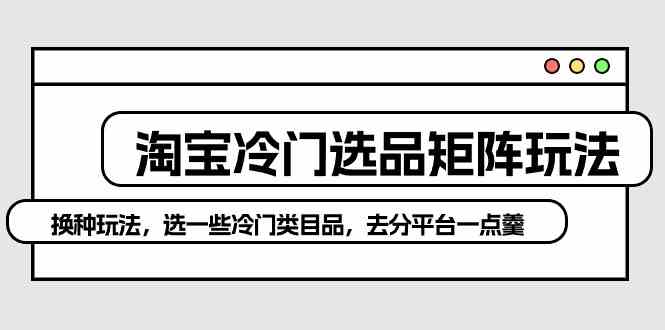 （10159期）淘宝冷门选品矩阵玩法：换种玩法，选一些冷门类目品，去分平台一点羹-巴七创客网