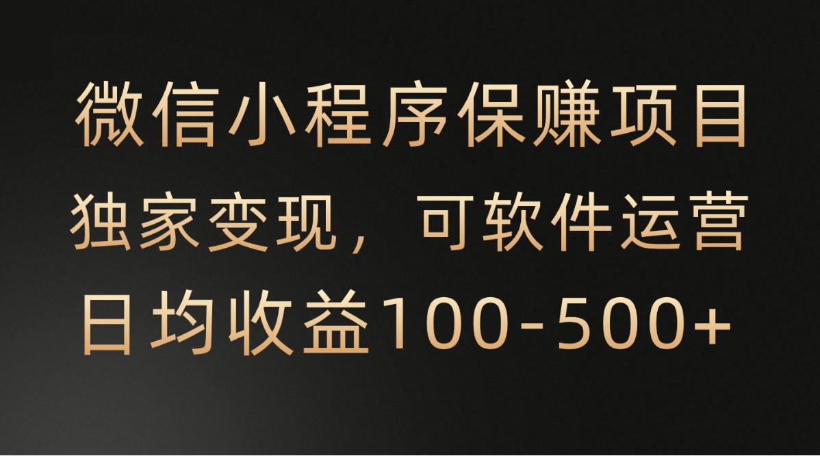 微信小程序，腾讯保赚项目，可软件自动运营，日均100-500+收益有保障-巴七创客网