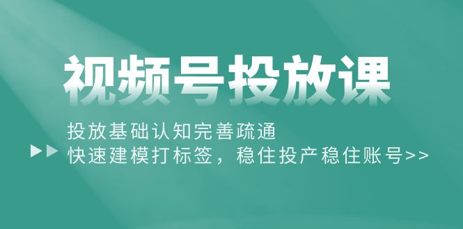 （10205期）视频号投放课：投放基础认知完善疏通，快速建模打标签，稳住投产稳住账号-巴七创客网