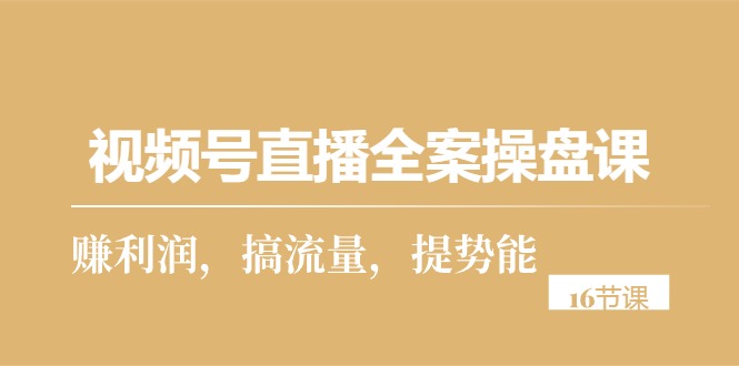 （10207期）视频号直播全案操盘课，赚利润，搞流量，提势能（16节课）-巴七创客网