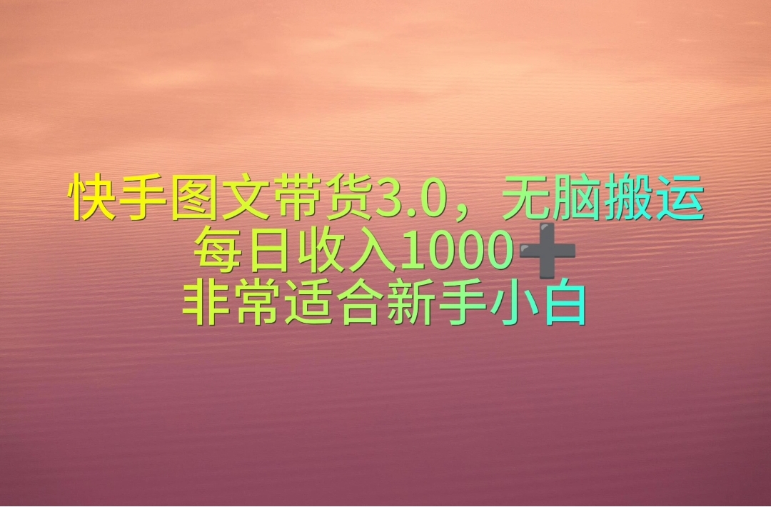 （10252期）快手图文带货3.0，无脑搬运，每日收入1000＋，非常适合新手小白-巴七创客网