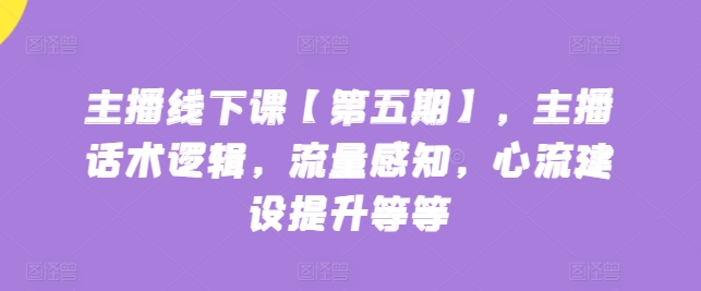 主播线下课【第五期】，主播话术逻辑，流量感知，心流建设提升等等-巴七创客网