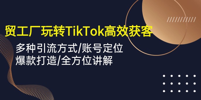 外贸工厂玩转TikTok高效获客，多种引流方式/账号定位/爆款打造/全方位讲解-巴七创客网