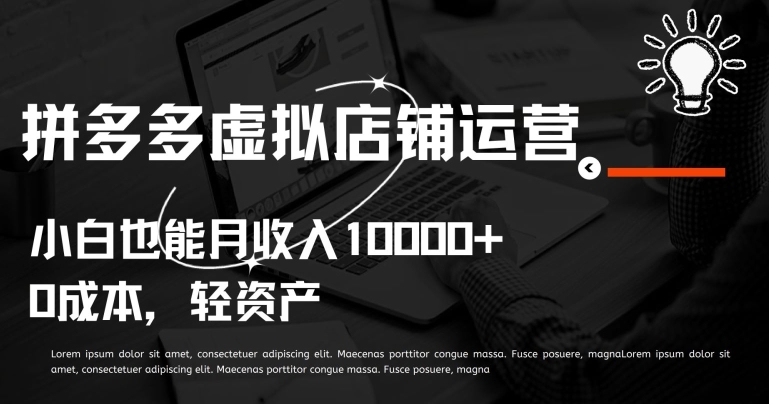 拼多多虚拟店铺运营小白也能月收入10000+-巴七创客网