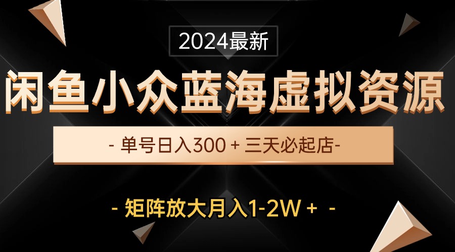 （10336期）最新闲鱼小众蓝海虚拟资源，单号日入300＋，三天必起店，矩阵放大月入1-2W-巴七创客网
