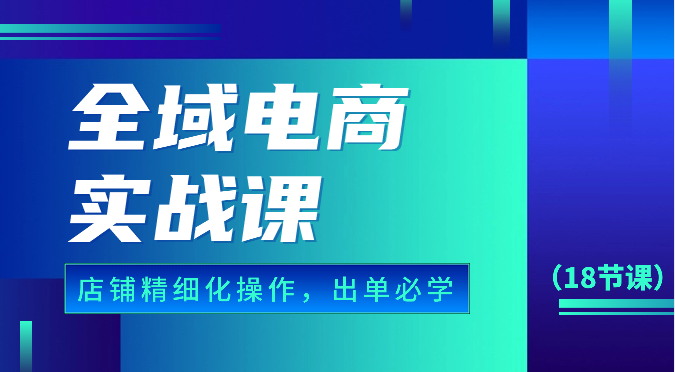 全域电商实战课，个人店铺精细化操作流程，出单必学内容（18节课）-巴七创客网