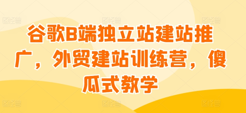 谷歌B端独立站建站推广，外贸建站训练营，傻瓜式教学-巴七创客网