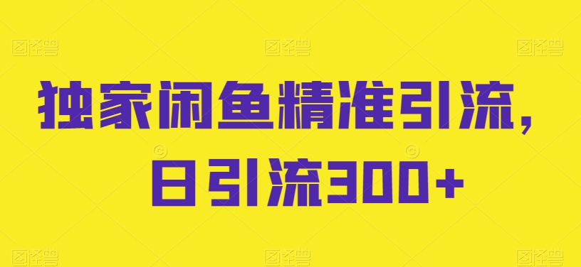 独家闲鱼精准引流，日引流300+-巴七创客网