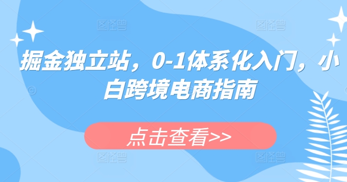 掘金独立站，0-1体系化入门，小白跨境电商指南-巴七创客网