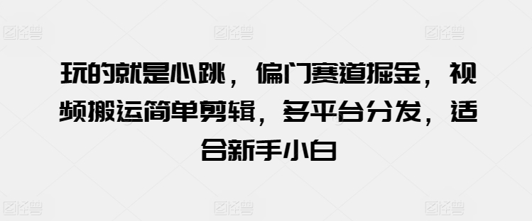玩的就是心跳，偏门赛道掘金，视频搬运简单剪辑，多平台分发，适合新手小白-巴七创客网