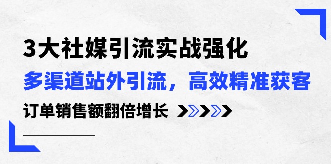 3大社媒引流实操强化，多渠道站外引流/高效精准获客/订单销售额翻倍增长-巴七创客网