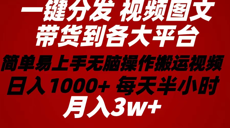 （10667期）2024年 一键分发带货图文视频  简单易上手 无脑赚收益 每天半小时日入1…-巴七创客网