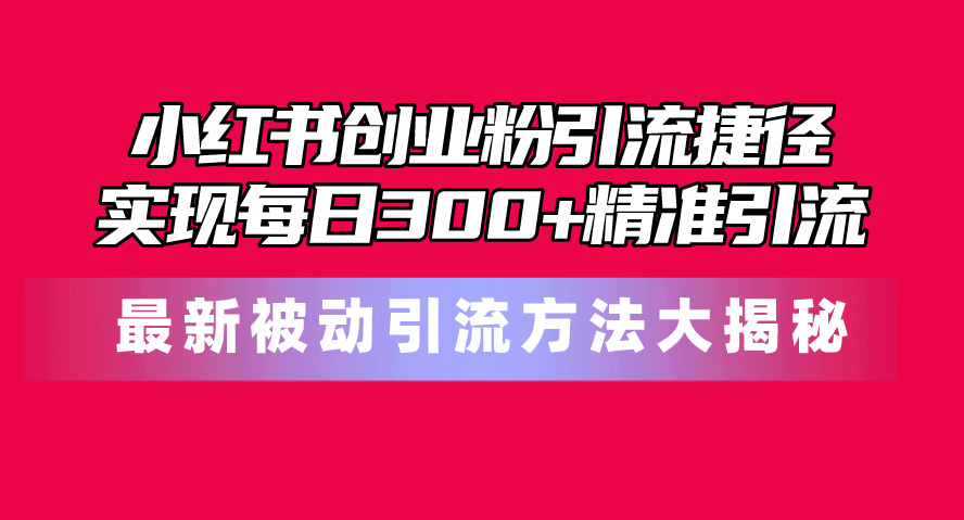 （10692期）小红书创业粉引流捷径！最新被动引流方法大揭秘，实现每日300+精准引流-巴七创客网
