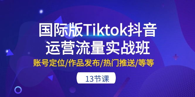 国际版Tiktok抖音运营流量实战班：账号定位/作品发布/热门推送/等等（13节）-巴七创客网