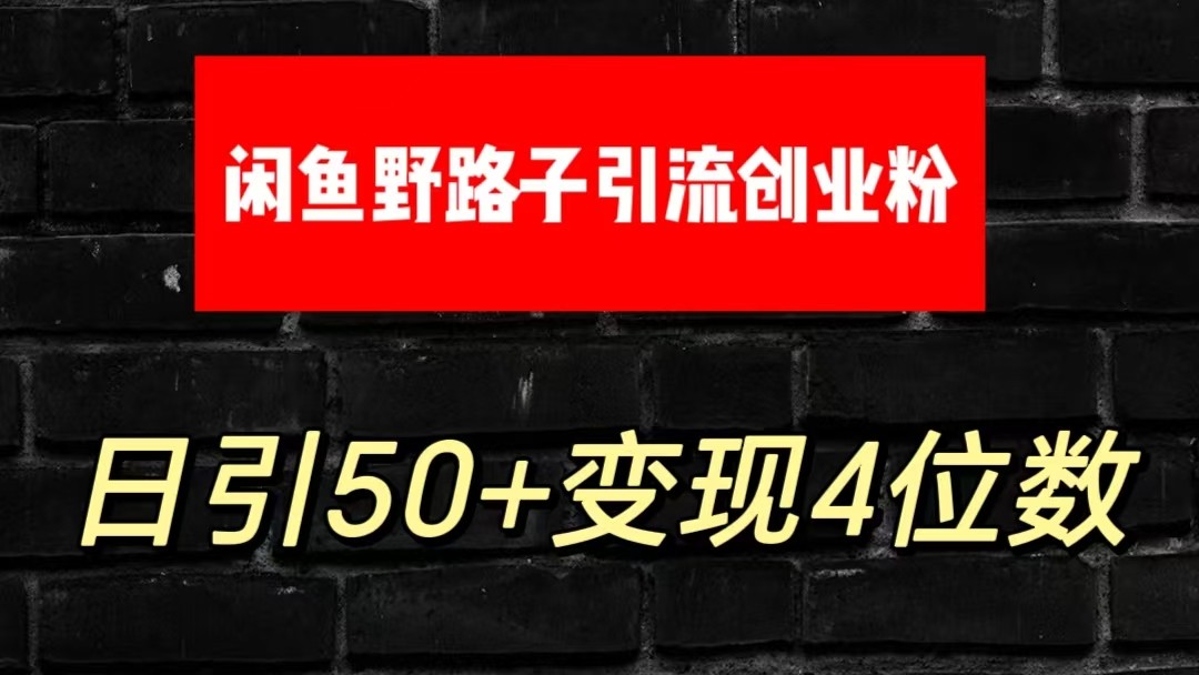 大眼闲鱼野路子引流创业粉，日引50+单日变现四位数-巴七创客网