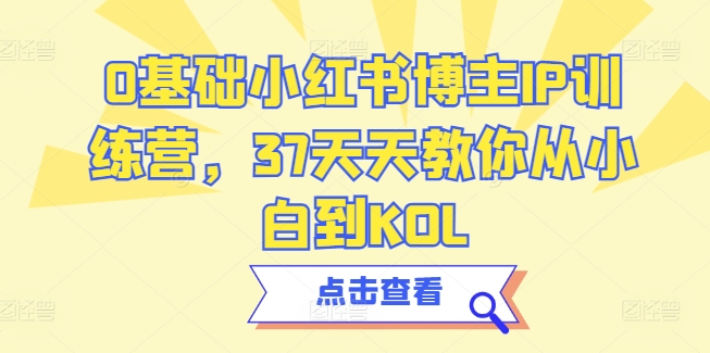 0基础小红书博主IP训练营，37天天教你从小白到KOL-巴七创客网